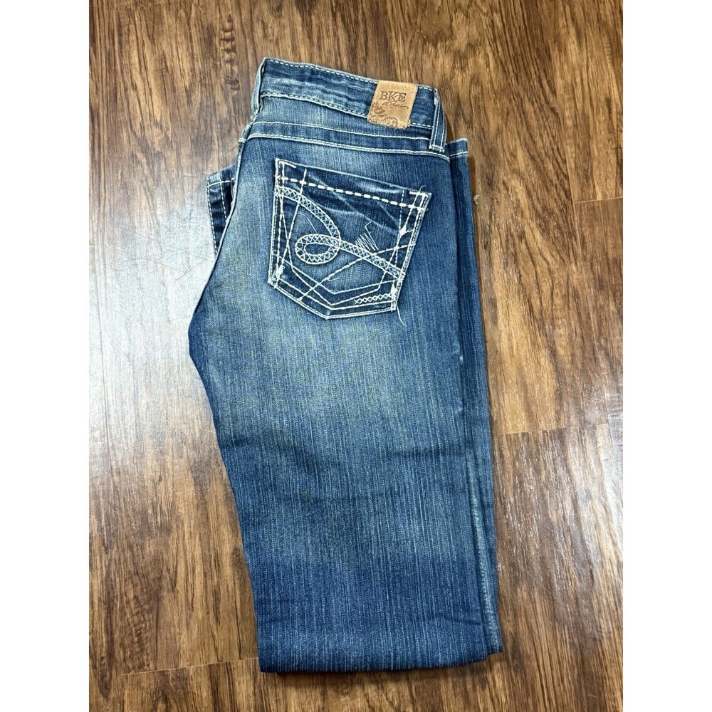 BKE Denim Women’s Jeans 26 X 31 1/2 Low Rise Madison Dark Wash Stitching